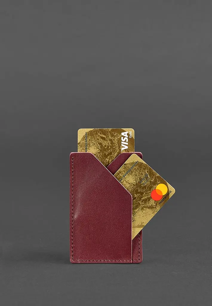 Женский кожаный кард-кейс 8.0 бордовый. - фото 4