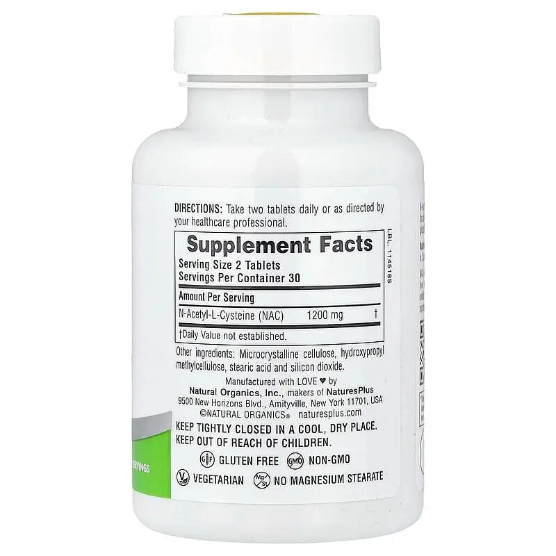 N-ацетил-L-цистеїн NaturesPlus PRO NAC 1200 mg 60 таблеток - фото 2
