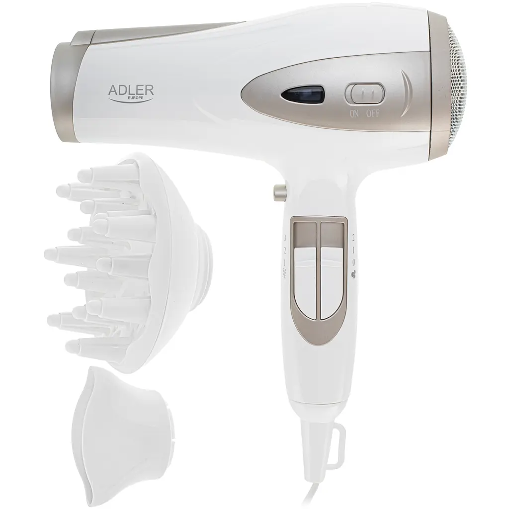 Фен Adler AD 2248 white champagne 2200Вт/ 2 швидкості/ хол.обдув/ темп.режимів-3/ іонізація/ дифузор - фото 3