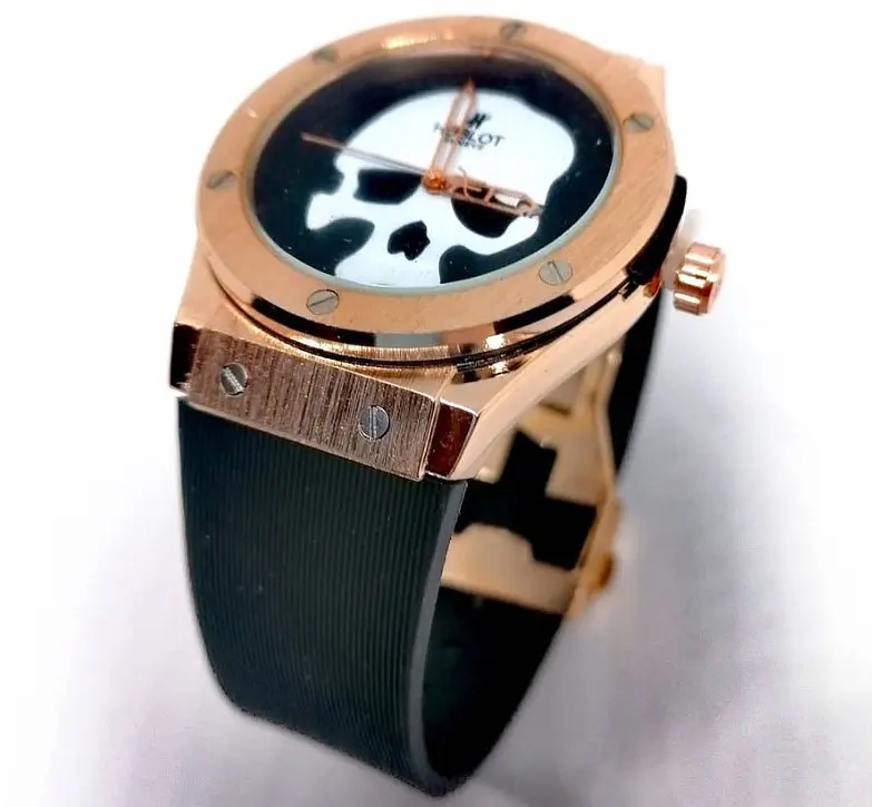 Чоловічий наручний годинник Hublot з черепом 45 мм Золотий (2104618465) - фото 2