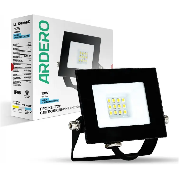 Прожектор світлодіодний Ardero LL-1010ARD 10 Вт 6500K чорний (80015) - фото 2