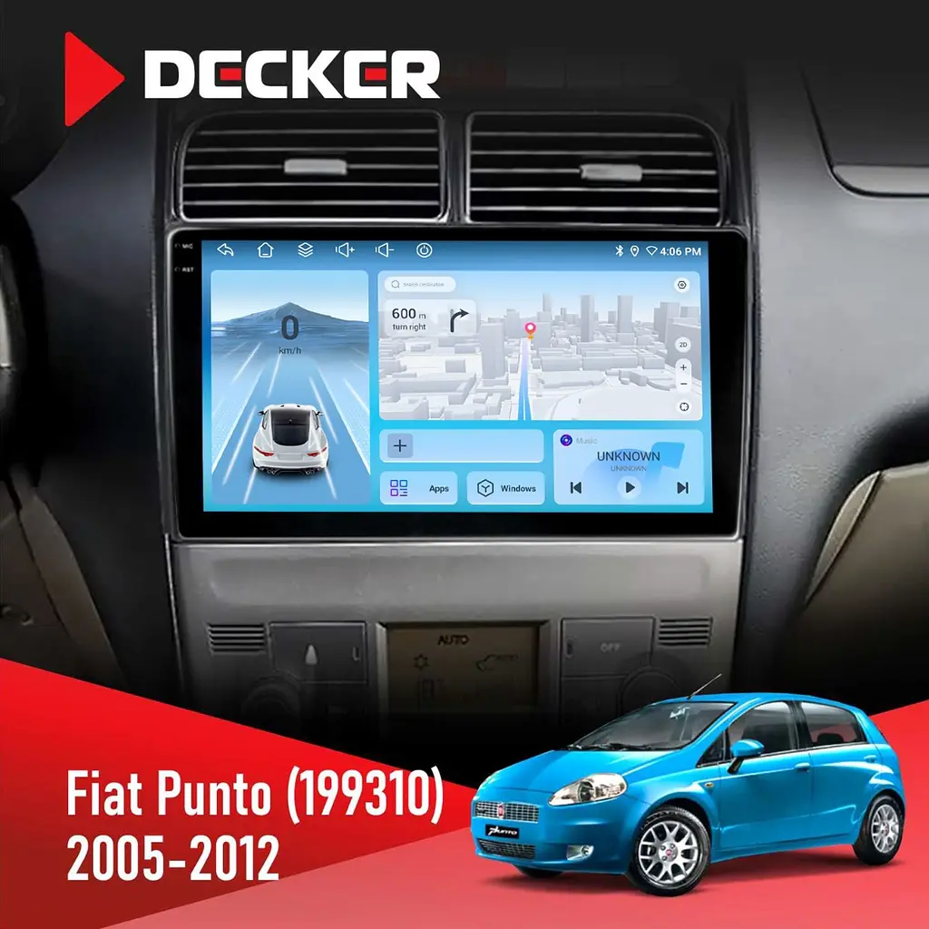Штатна магнітола Fiat Punto, Linea 2005-2014 Decker D9-010 6x128, DSP, 4G, 2K Decker (НФ-00008694)