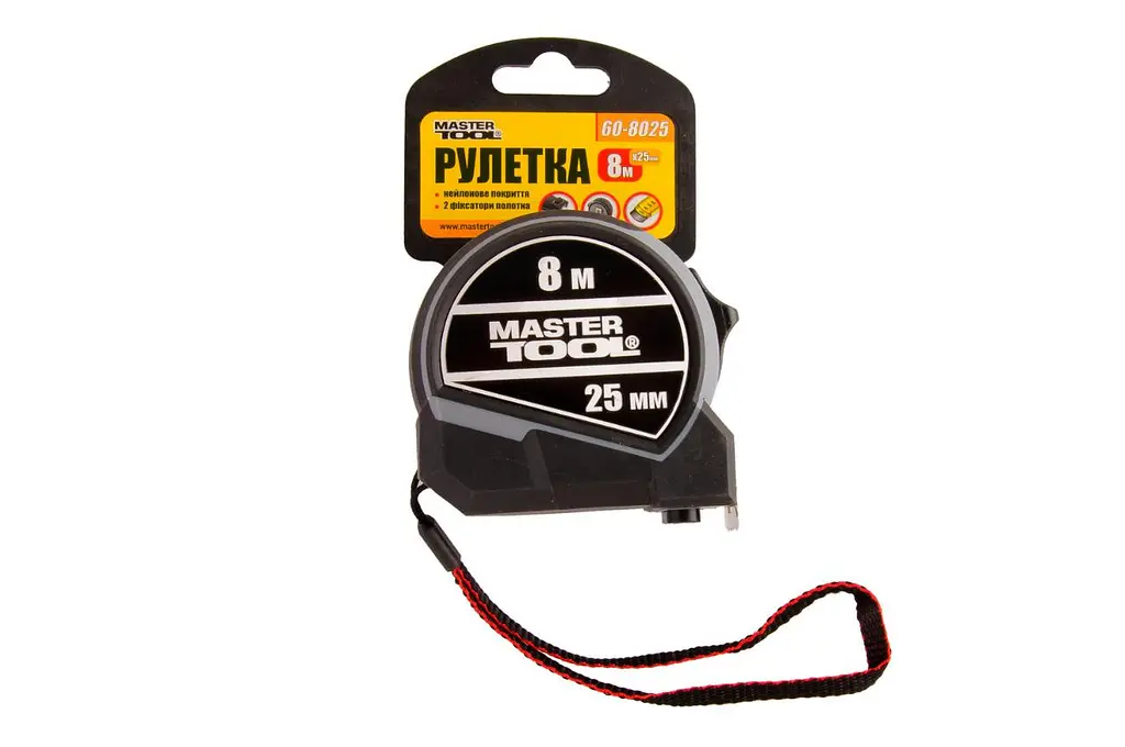 Рулетка измерительная MasterTool 8 м x 25 мм 2 фиксатора 60-8025 - фото 2