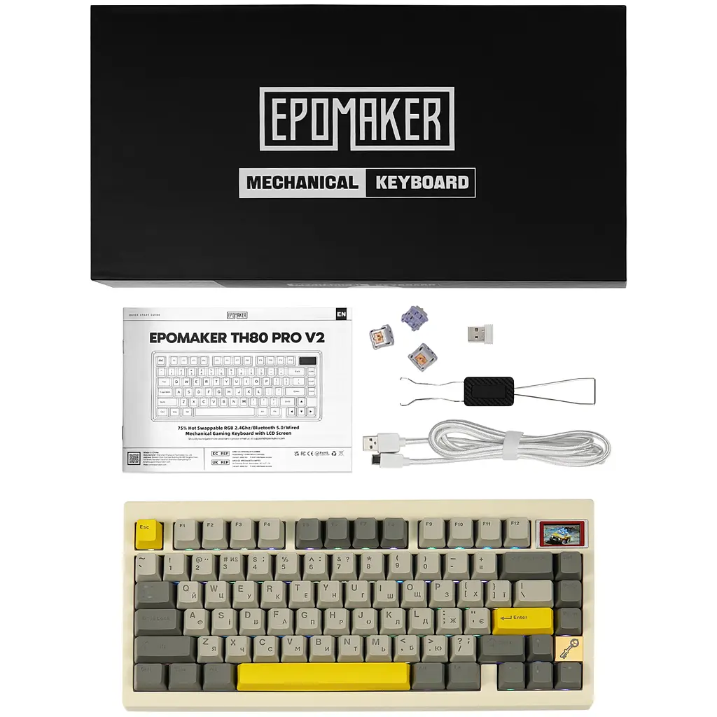 Клавиатура Epomaker TH80 PRO V2 Wisteria Tactile White механическая беспроводная (TH80-PROV2-W-WT) - фото 2