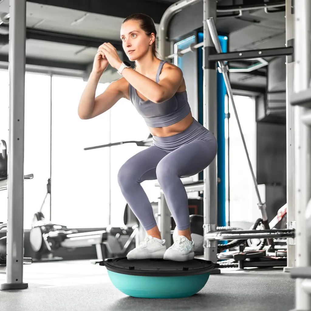 Балансувальна півсфера Gymtek Flex Core Half Ball 58см з еспандерами + насос блакитний - фото 3