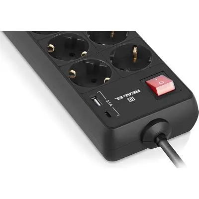 Мережевий фільтр живлення REAL-EL RS-PROTECT 805 1.8m, black (EL122300042) - фото 3