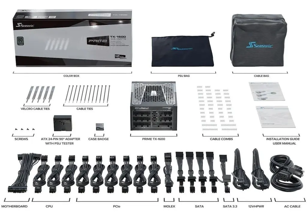 Блок живлення Seasonic Prime TX 1600W ATX 3.0 80+ Titanium (PRIME-TX-1600-ATX30) - фото 9