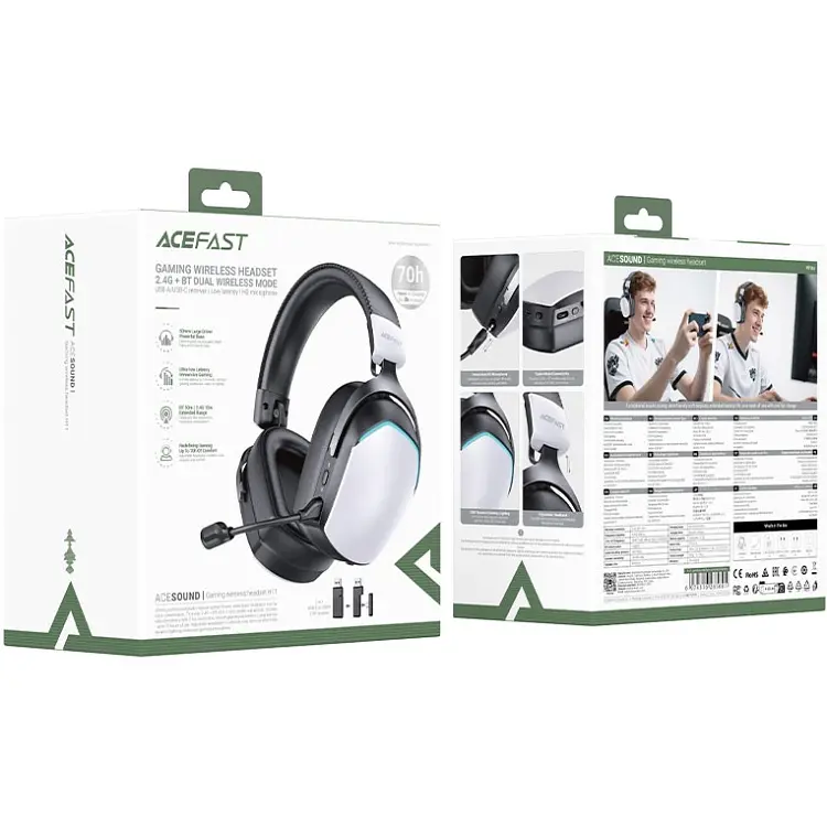 Гарнітура ігрова Acefast H11, Bluetooth+3,5мм White - фото 8
