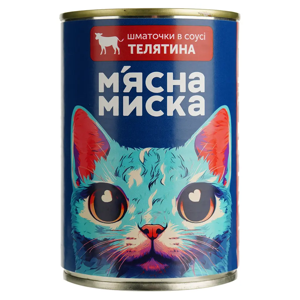 Влажный корм для кошек М'ясна миска кусочки в соусе с телятиной 415 г - фото 2