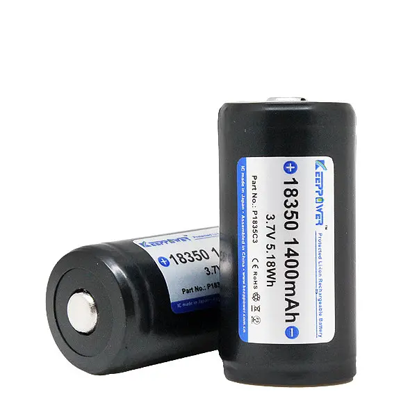 Акумулятор 18350 Keeppower P1835C3 1400 mAh (Чорний) - фото 3