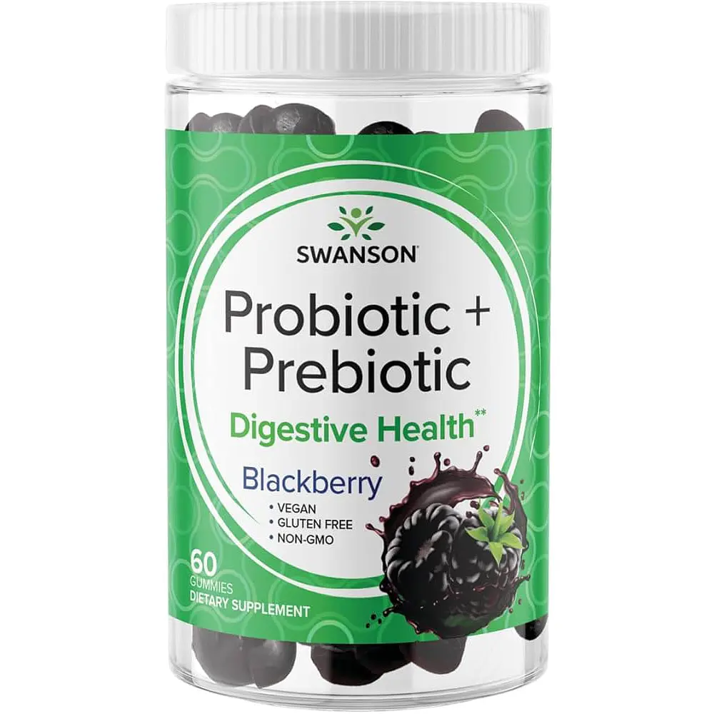 Пробіотик + Пребіотик Swanson Probiotic + Prebiotic Blackberry 60 жувальних цукерок - фото 1
