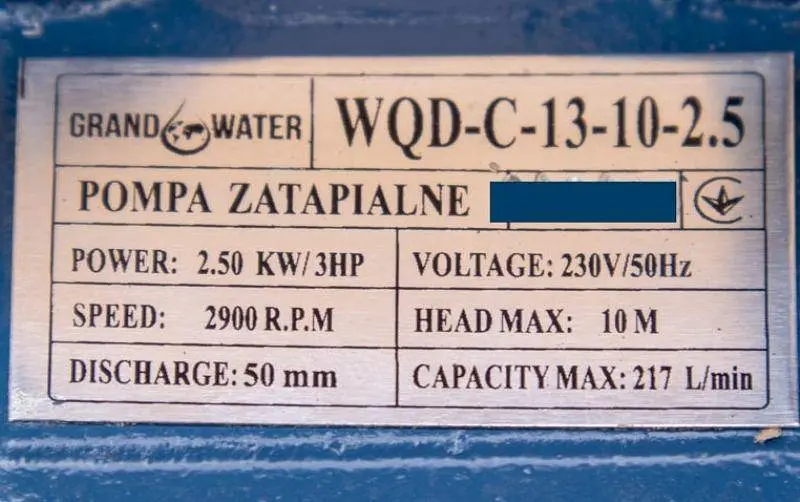 Насос дренажно-фекальный GrandWater WQD-С-13-10-2.5 с ножом 7 м кабеля 30412 - фото 10