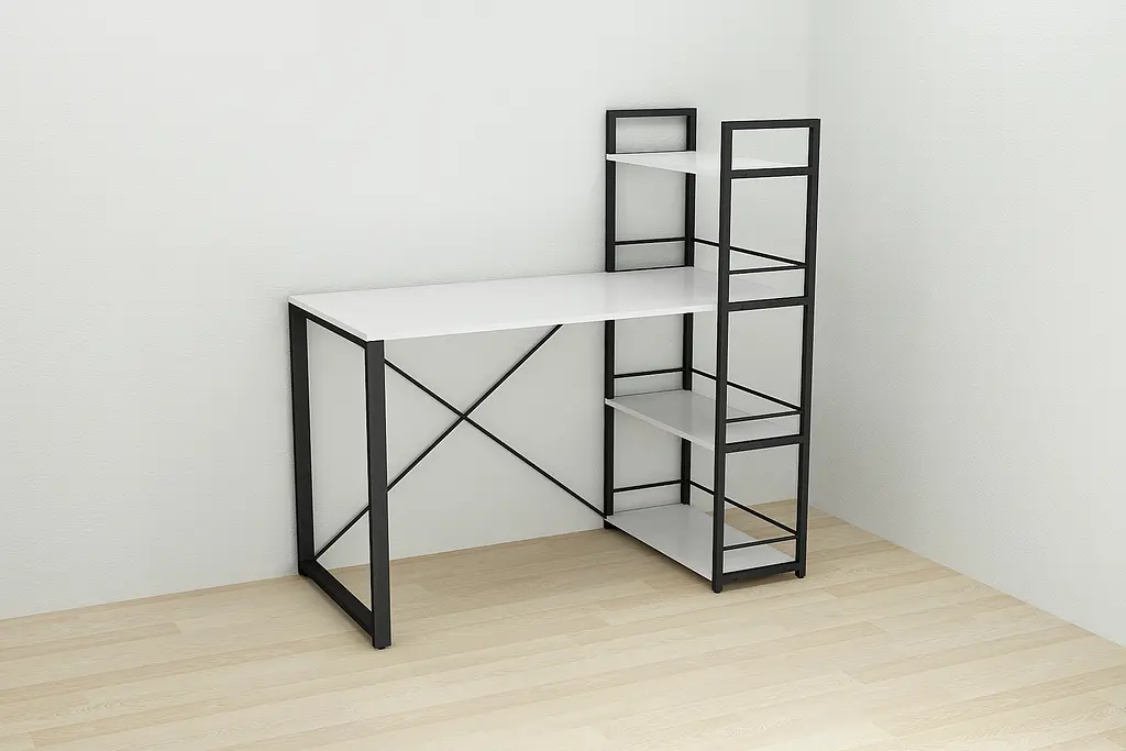 Письмовий стіл Ferrum-decor Серії Конект з етажеркою 75x120x60 чорний ДСП Біле 16мм (FRD-104219) - фото 2