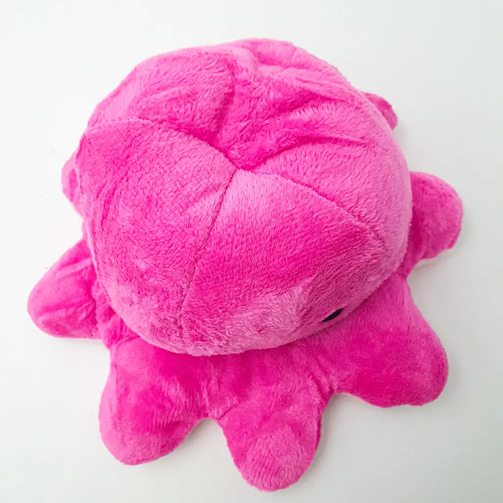 М'яка іграшка Восьминіг перевертень двосторонній веселий сумний Mood Octopus 16 см UKC рожевий/малиновий - фото 4