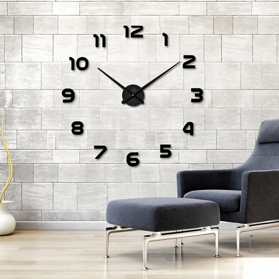 Настінний годинник DIY Clock NEW black з цифрами - фото 2