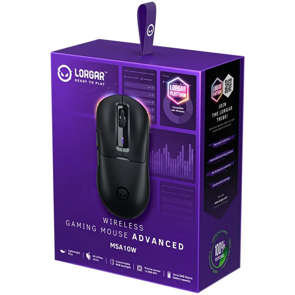 Миша Lorgar MSA10W Ultralight Wireless Gaming Mouse Advanced Black (LRG-MSA10W-BK) - фото 8