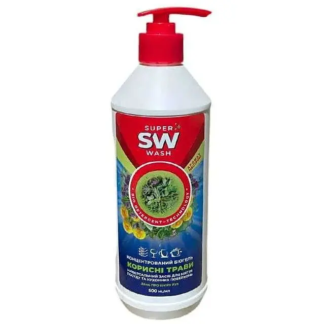 Гель для миття посуду SUPER WASH 500мл БІО Корисні трави
