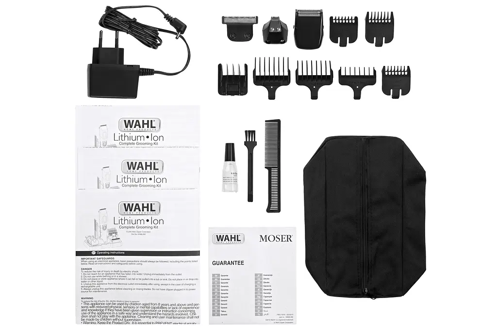 Набір для стрижки Moser Wahl Multi Purpose Grooming Kit, для бороди та голови, мережа+акум., роторний мотор, насадок-12, сталь, чорний - фото 3