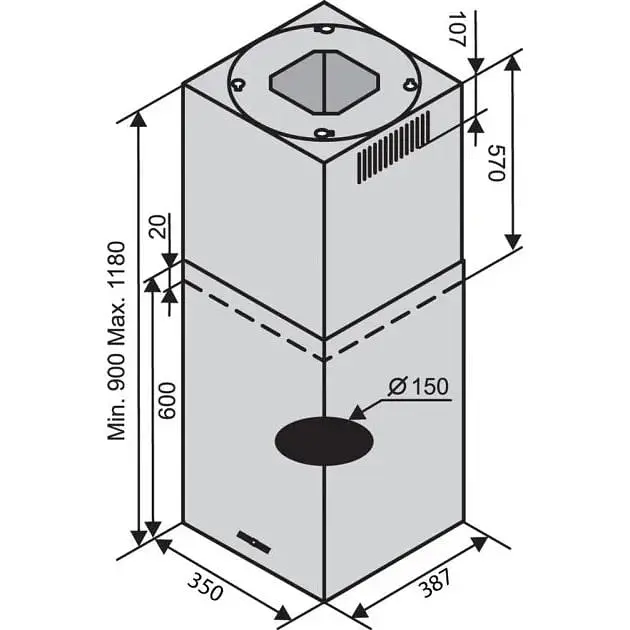 Витяжка Ventolux Isola Cube 1200 - фото 5