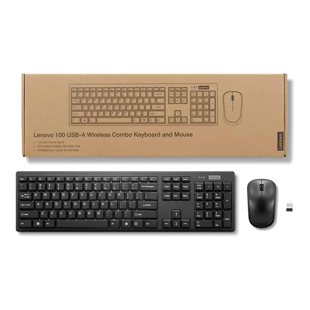 Клавіатура Lenovo 100 Wireless UA Black (GX31Q28916) - фото 4