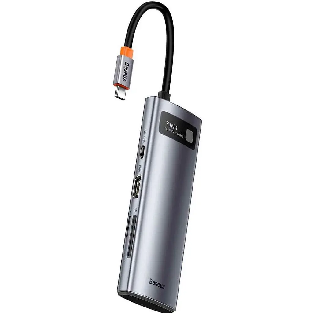 USB-хаб Baseus Metal Gleam Series 7-in-1 Multifunctional Type-C HUB Gray (WKWG020113) [72632] - фото 2