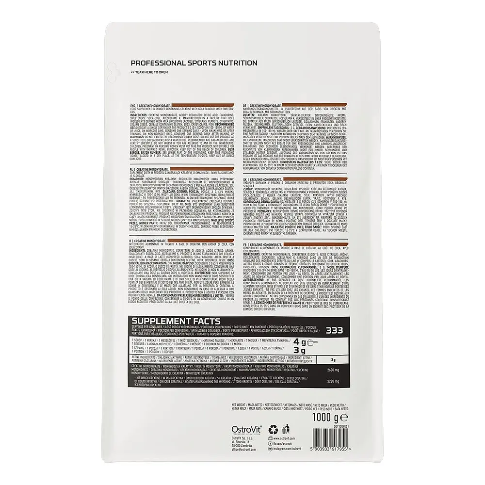 Креатин OstroVit Creatine Monohydrate, 1 кг - Кола - фото 2