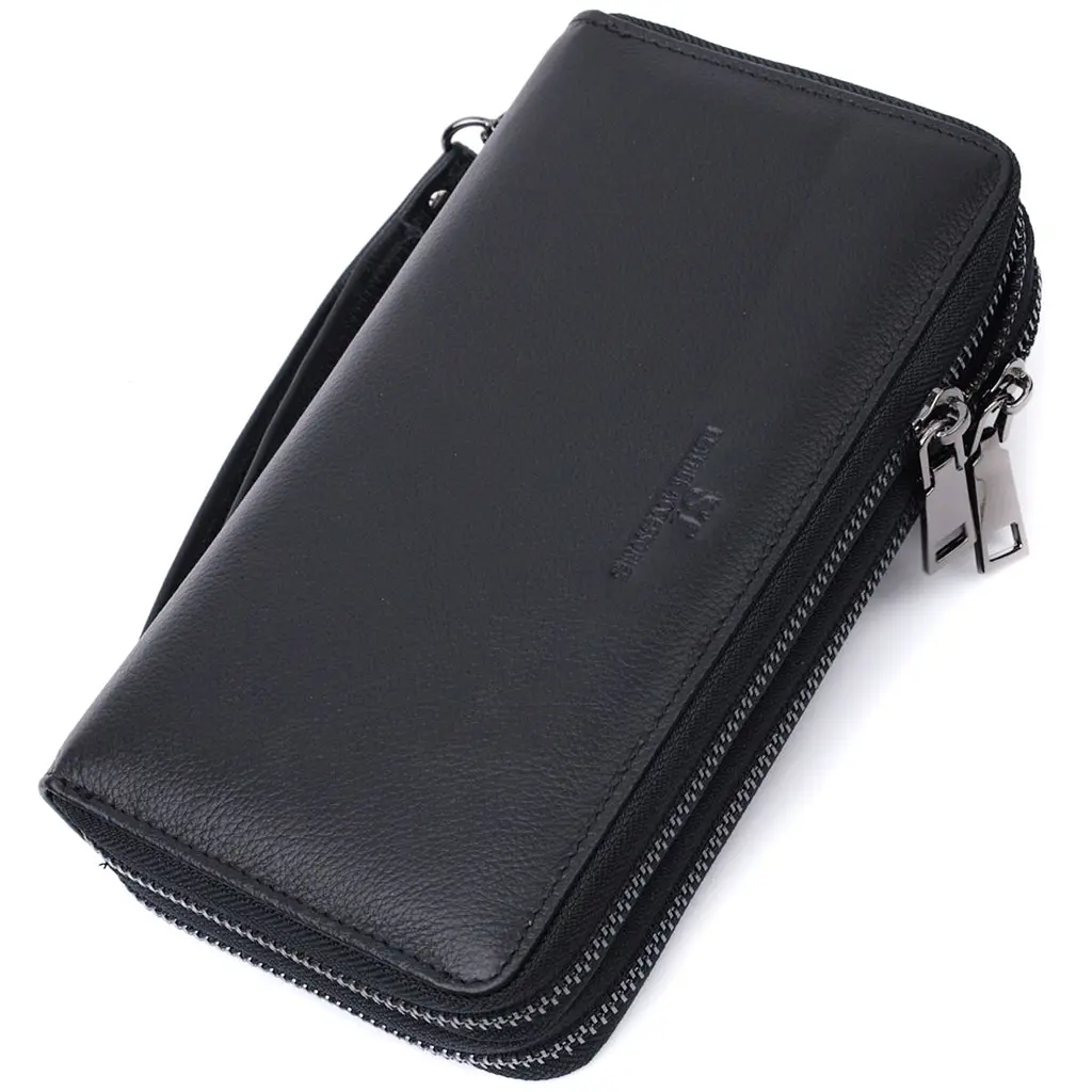 Чоловічий клатч на два відділення із натуральної шкіри ST Leather 22684 чорний - фото 9