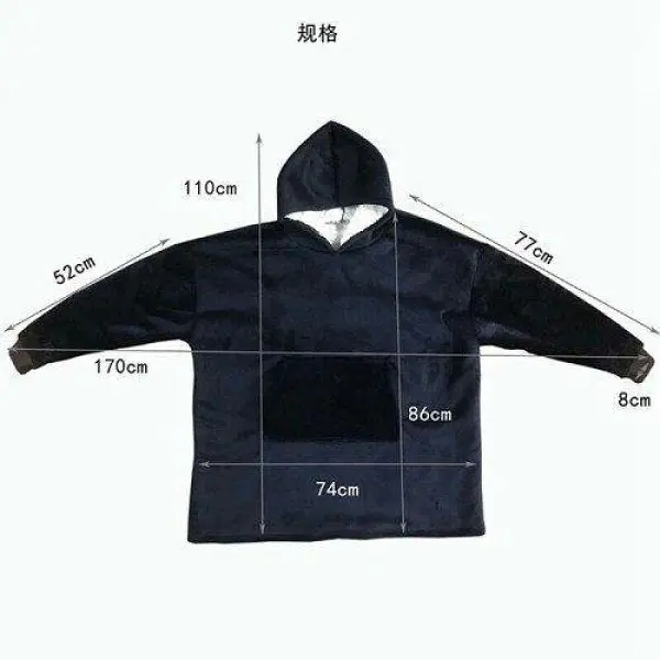 Толстовка плед з капюшоном та рукавами унісекс двостороння халат Huggle Hoodie синій - фото 3
