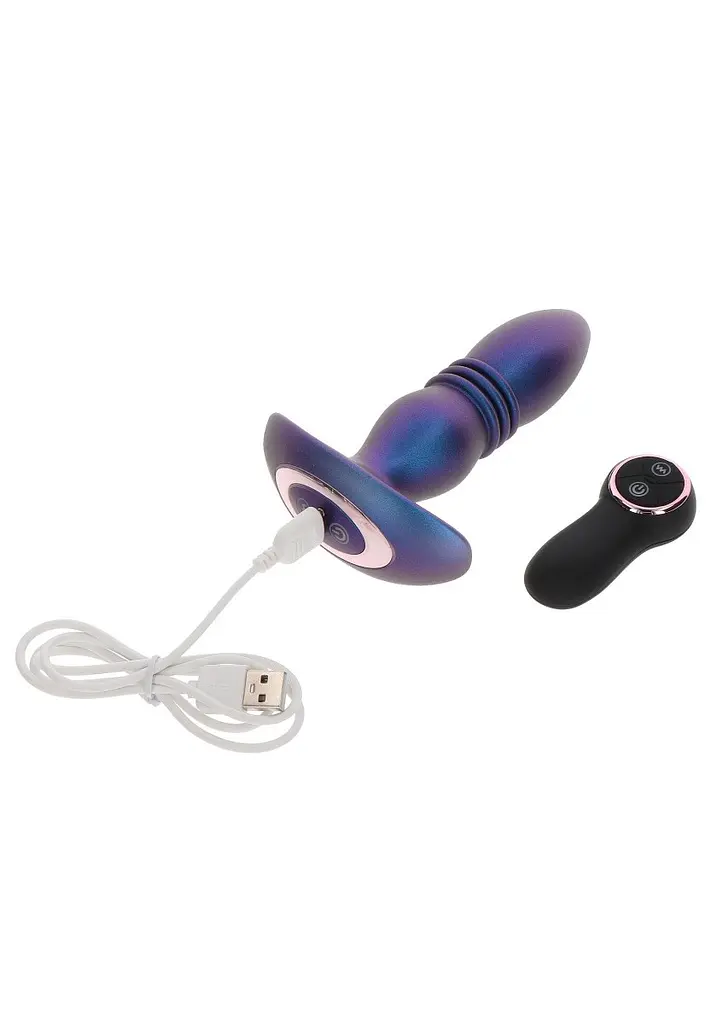 Анальна вiбропробка TOYJOY Thrusting Vibr Plug, 15,5 см, синій - фото 5