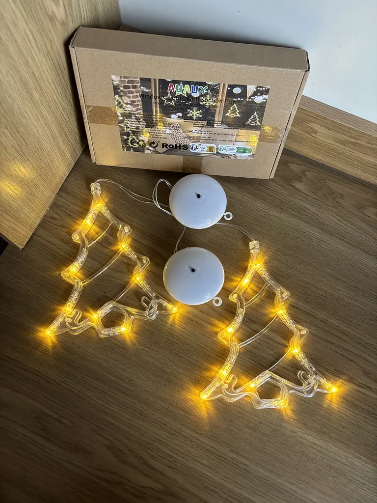 Новорічна LED гірлянда фігурка Ялинка Christmas Tree декор на вікно тепле біле світло набір з 2 шт (SKU-012) - фото 5