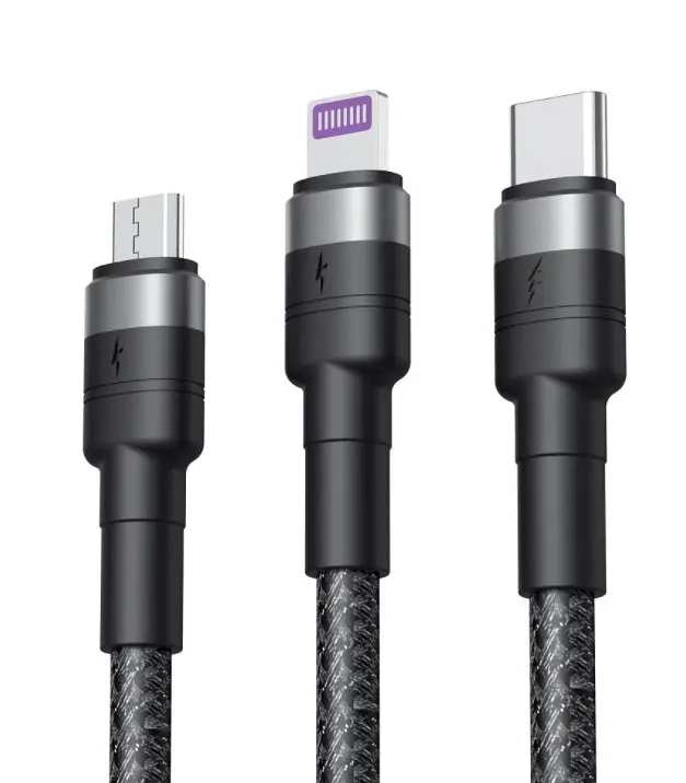 Кабель 3-в-1 XO NB-Q191 Lightning / Micro / Type-C 1.2 м Чорний - фото 2