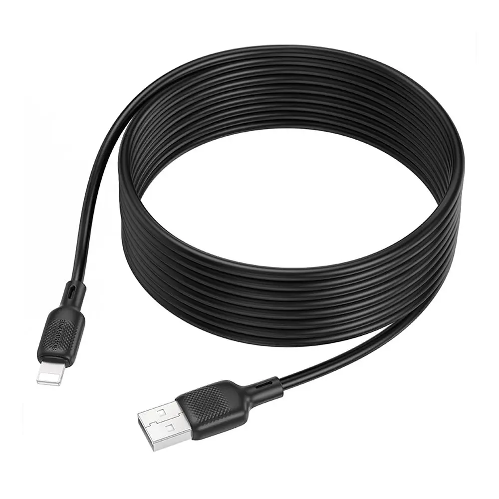 Кабель синхронізації Borofone BX113 Silicone 2.4A USB-A to Lightning 2 м Black (35583_3346746)