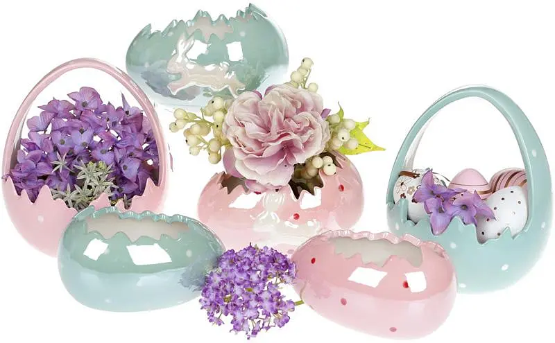 Набор 2 декоративных кашпо Яйцо Bona 1 кашпо: 13х8.5х7.2 см sad0001492 - фото 2