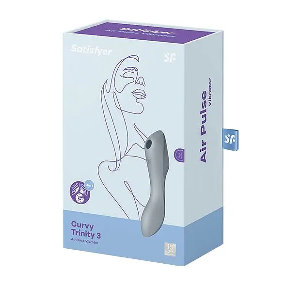 Вібратор Satisfyer Curvy Trinity 3 Вакуумний та стимулятор для точки G, 17.5х5.3 см сірий - фото 6