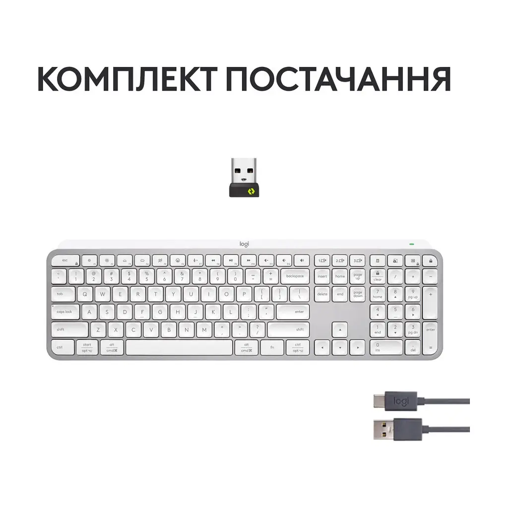 Клавіатура Logitech MX Keys S Wireless UA Pale Grey (920-011588) - фото 10