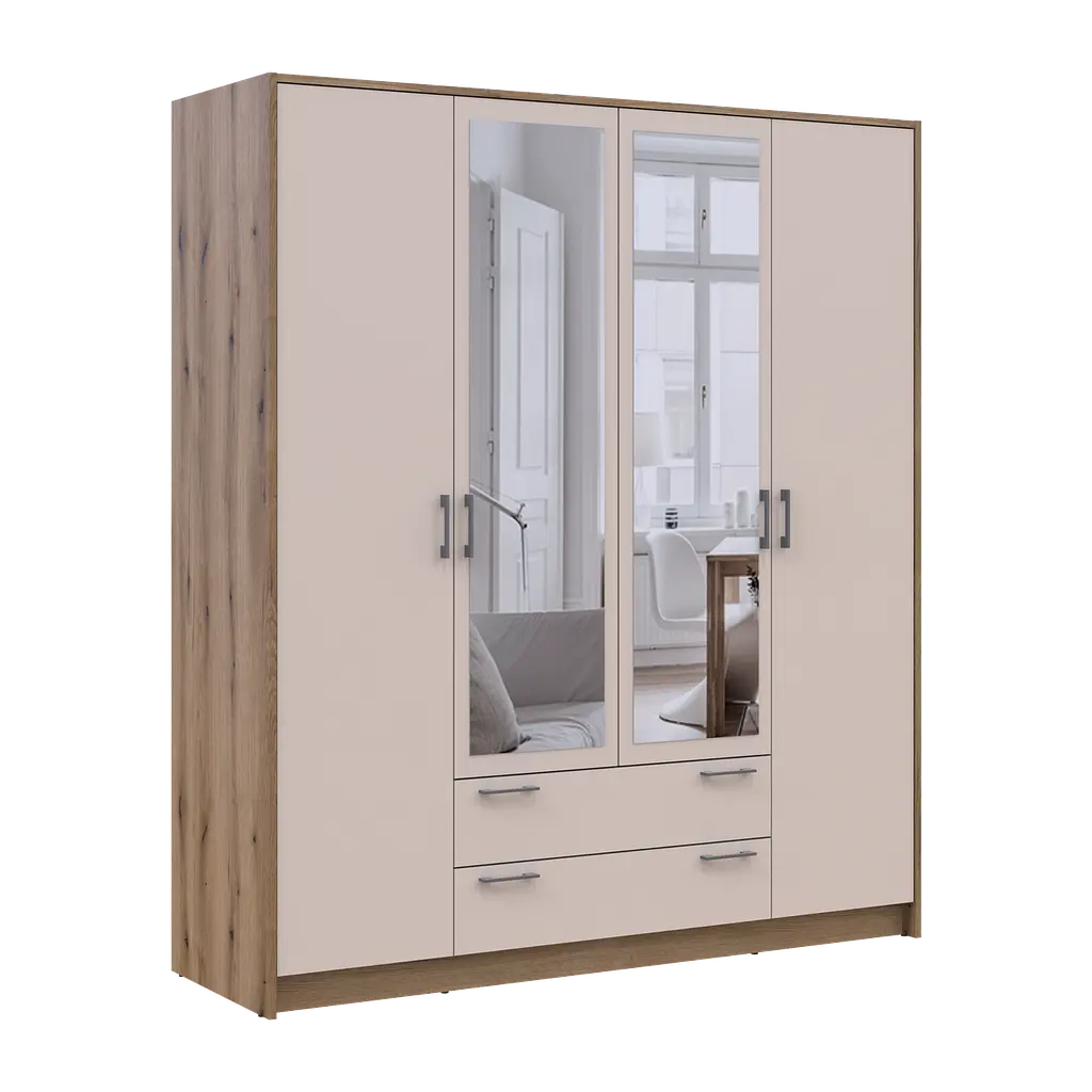 Шафа для одягу Doros Ронді з дзеркалом Дуб Артизан/Кашемір 4ДСП 160х52х195 (80737827) - фото 6