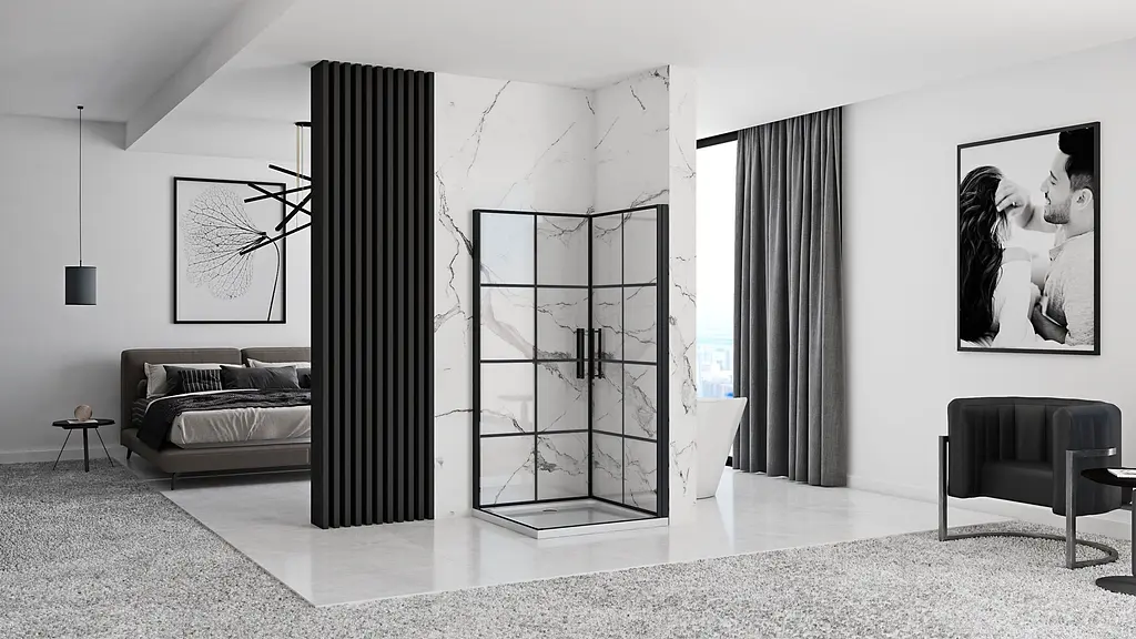 Душова кабіна Rea Rubik 90x90 black mat REA-K9231, Чорний матовий, Універсальна, прозорий - фото 3