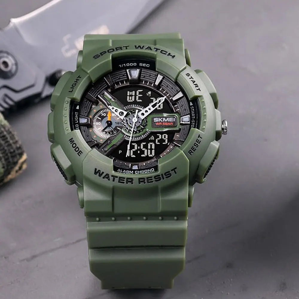 Чоловічий наручний годинник 1688AG Army Green. Skmei acs0030626 - фото 2