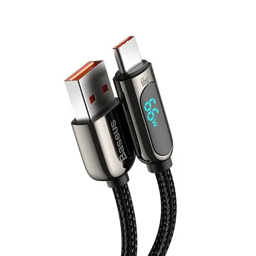 USB кабель Baseus Display Fast Charging Data Cable USB to Type-C 66W 1m чорний CASX020001 - фото 4