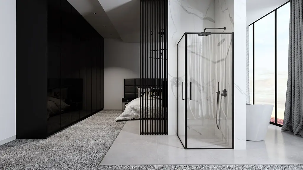 Душова кабіна Rea Abra 90x90 black mat REA-K5502, Чорний матовий, Універсальна, прозорий - фото 3