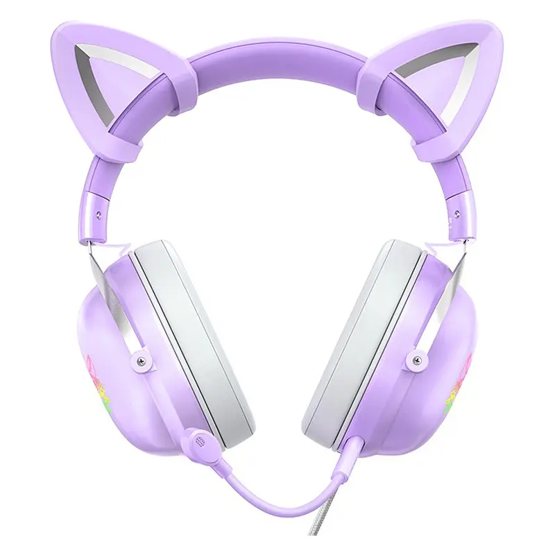 Проводная игровая гарнитура Onikuma Gaming CAT with LED X11, USB, 3.5mm, 2.2m, purple - фото 2