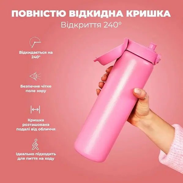 Бутылка для воды ION8 металлическая вакуумная 920 мл Vacuum Insulated Rose Bloom (I8TS1000ROSEB) - фото 3