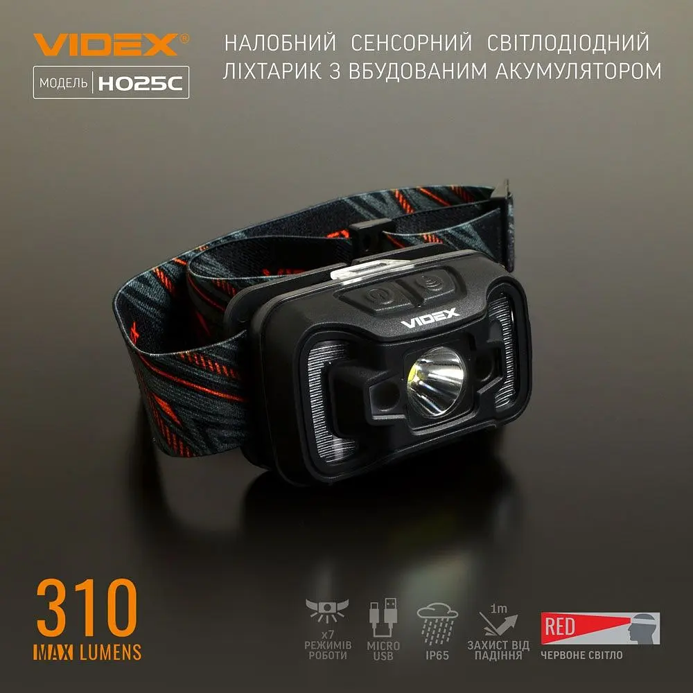 Налобный светодиодный фонарик Videx 310Lm 5000K (VLF-H025C) - фото 8