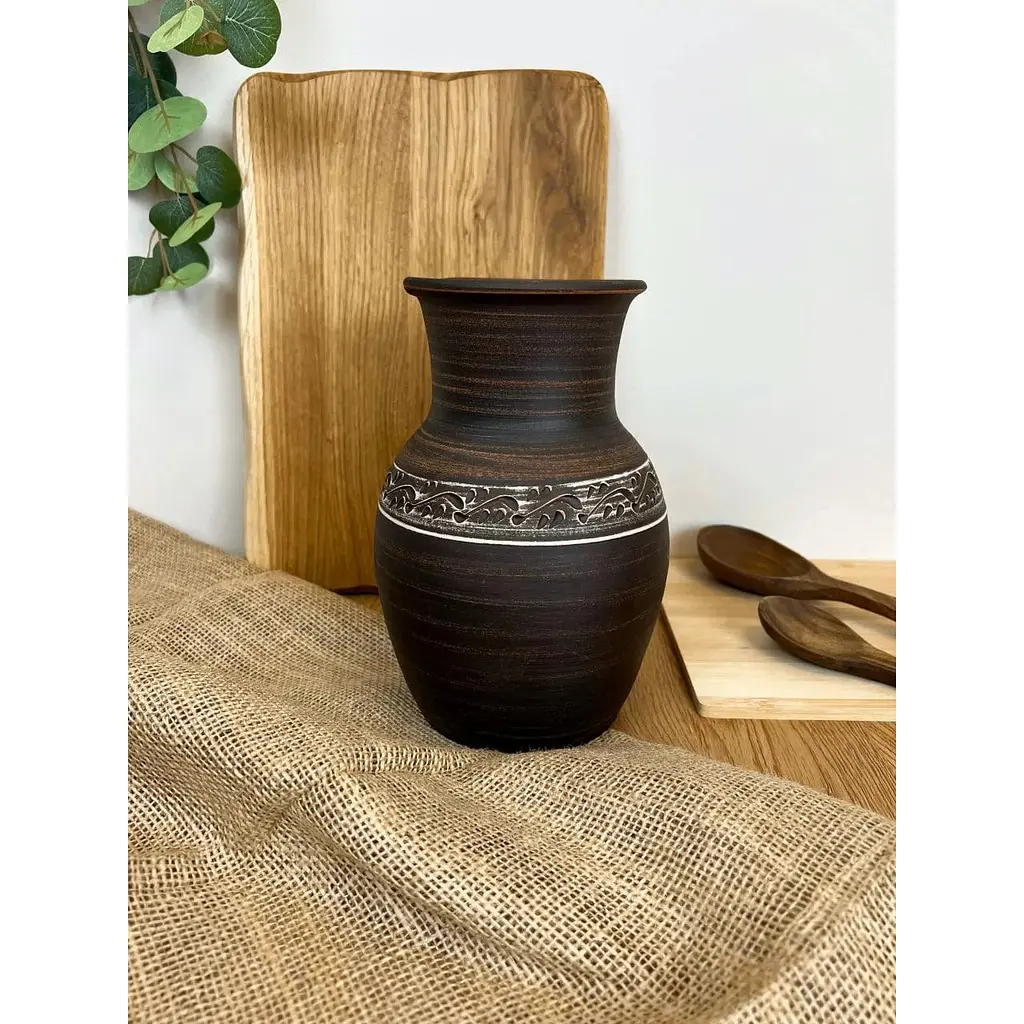 Кувшин 2 литра керамический (глиняный) резной без ручки   - фото 2