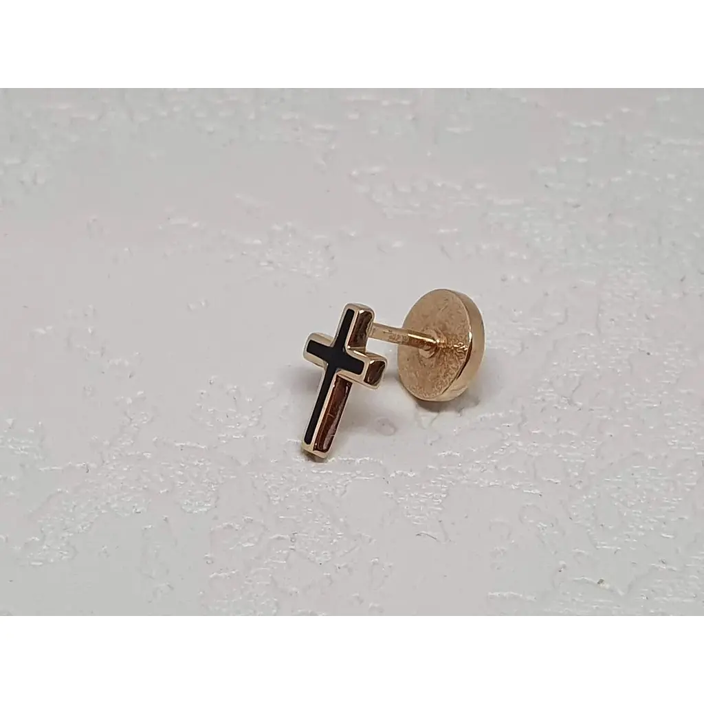 Золотая моносерьга Империя золота Крестик с эмалью. СП952И - фото 2