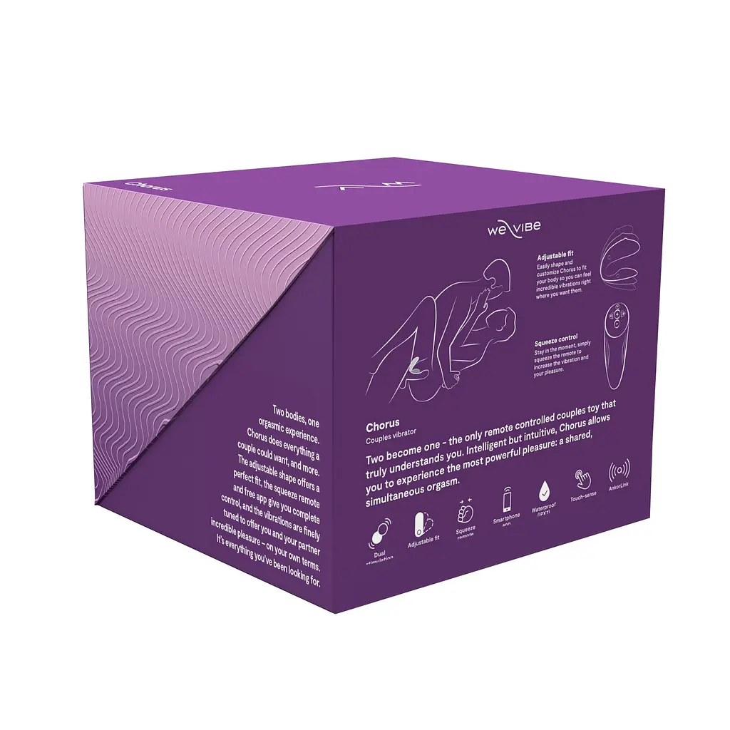 Смарт-вібратор для пар We-Vibe Chorus Purple, сенсорне керування вібраціями стисненням пульта - фото 12