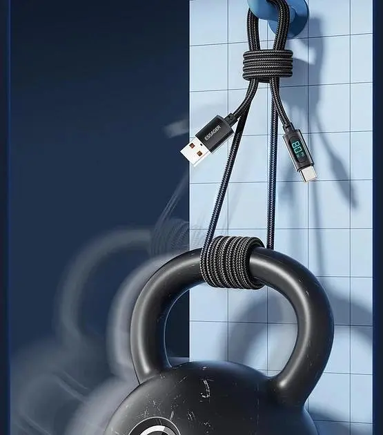 Кабель ESSAGER Enjoy LED Digital Display USB Charging Cable 7 A USB A Type C 2 м Black (EXCT-XYA01-P) - фото 8