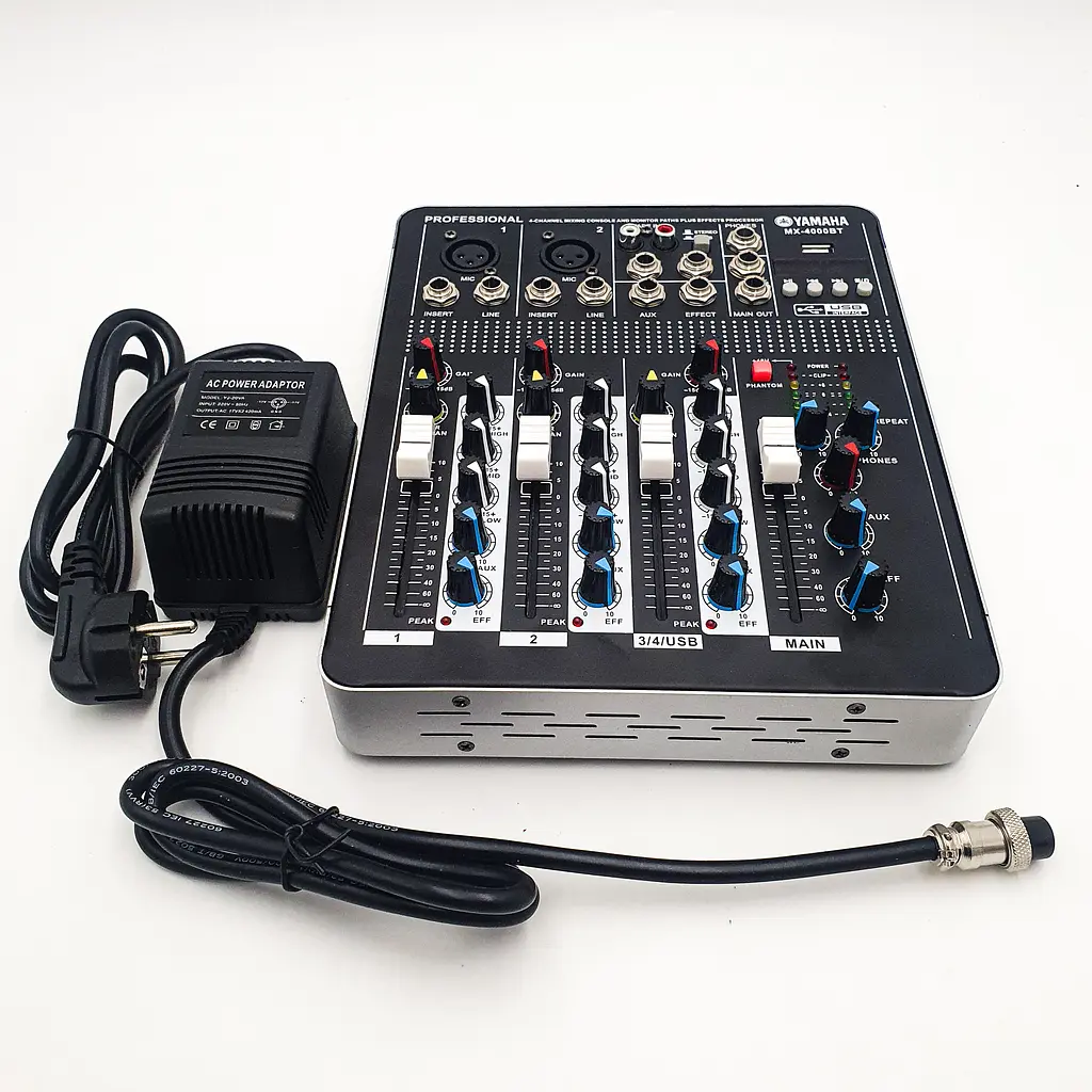 Активний аналоговий пульт мікшерний 4 канальний аудіо підсилювач USB MP3 і Bluetooth UKC Mixer BT 4000 - фото 5