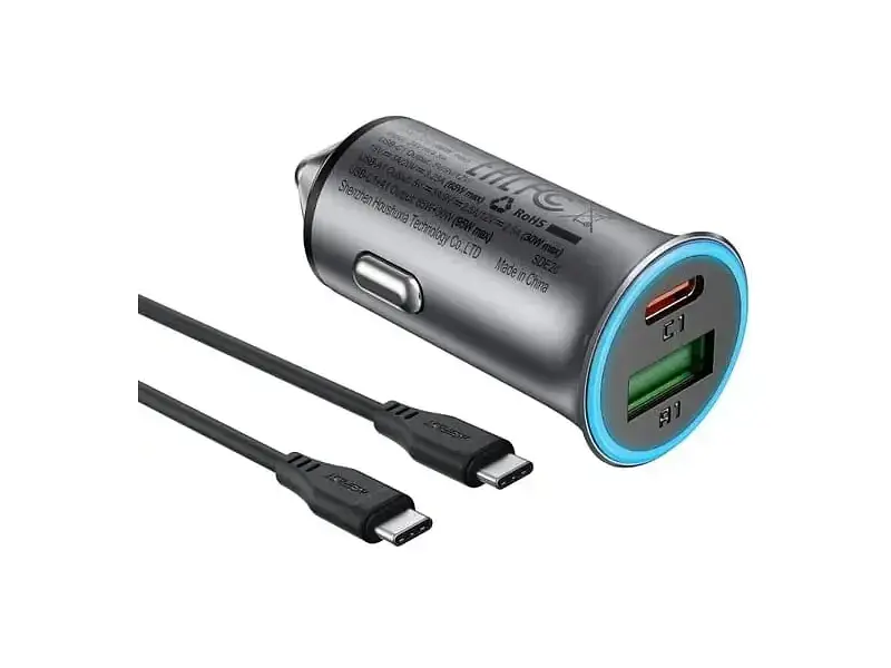 Автомобільний зарядний пристрій Acefast B16 Fast Charge Car Charger 95 W Type-C to Type-C cable Black (6974316285304) - фото 2