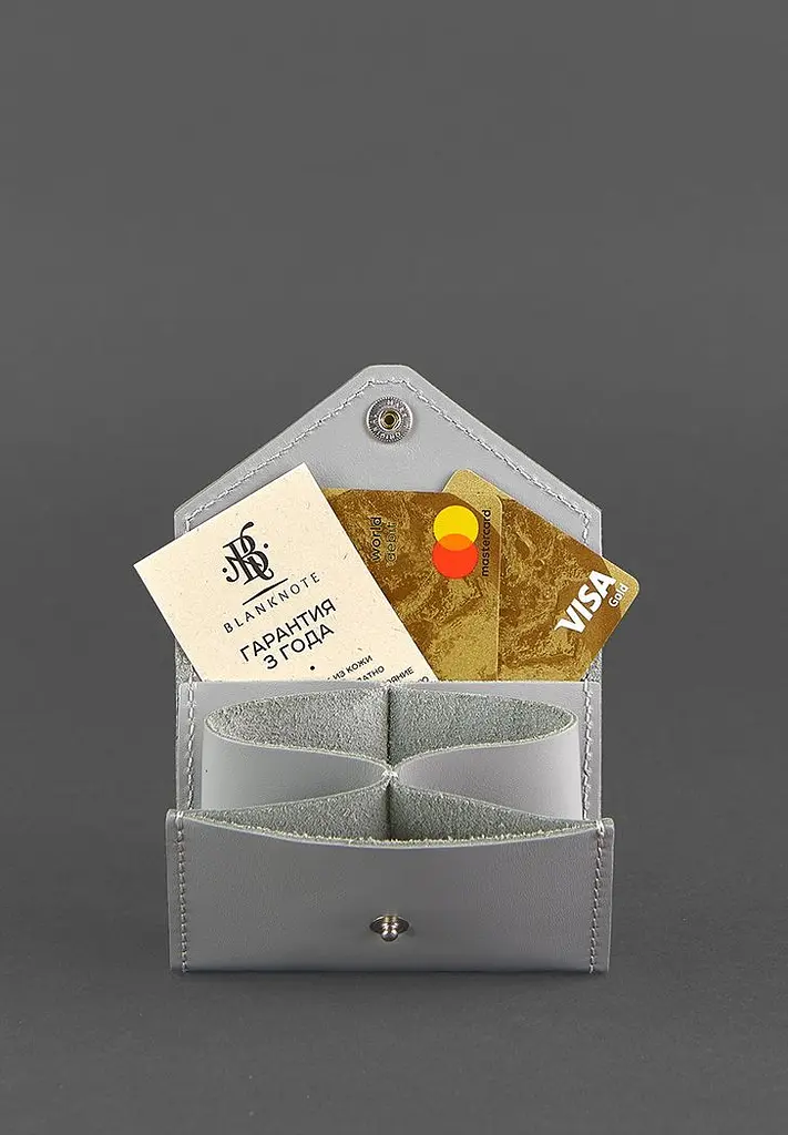 Жіночий шкіряний кард-кейс 3.0 (Гармошка) Сірий з мандалою - фото 3